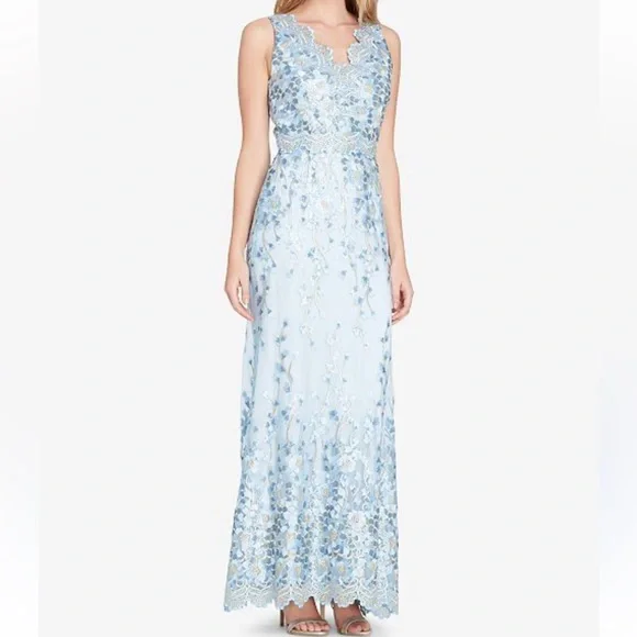 Tahari | Dresses | Tahari Arthur S Levine Women Mother Of The Bride Dress  Blue Floral Lace Gown | Poshmark